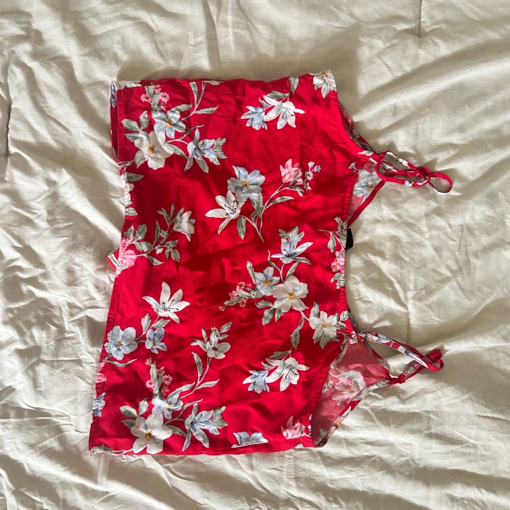 Floral Red Crop Top